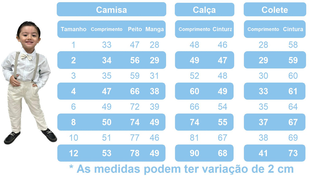 Conjunto Social Infantil Menino Camisa Branca Calça e Colete Algodão Preto