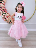 Vestido Infantil Luxo Coelho da Páscoa com Glitter
