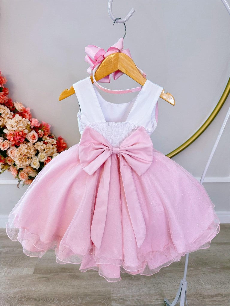 Vestido Infantil Luxo Coelho da Páscoa com Glitter