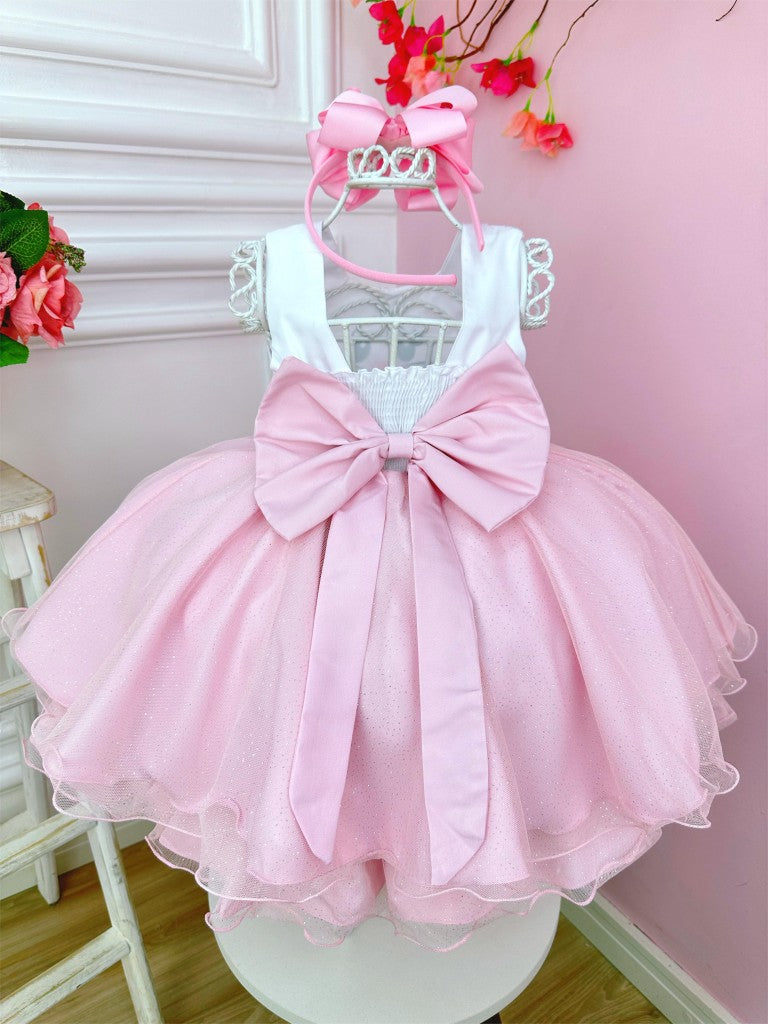 Vestido Infantil Luxo Coelho da Páscoa com Glitter