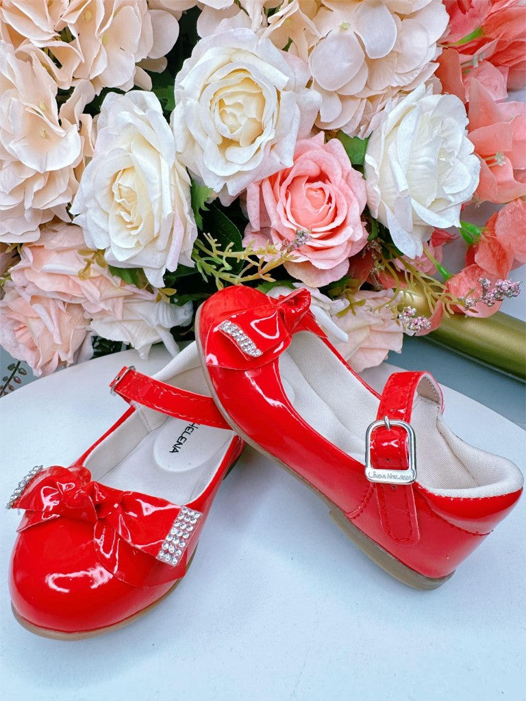 Sapatinho Vermelho de Verniz com Aplique de Lacinho e Strass