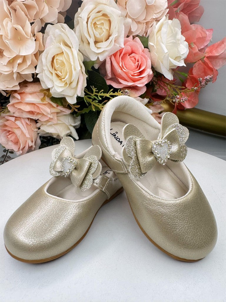 Sapatinho Dourado de Verniz com Strass para Bebê