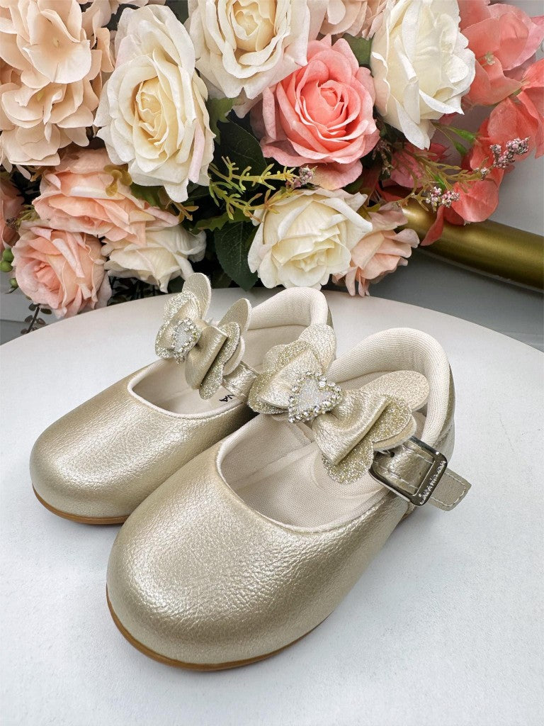 Sapatinho Dourado de Verniz com Strass para Bebê