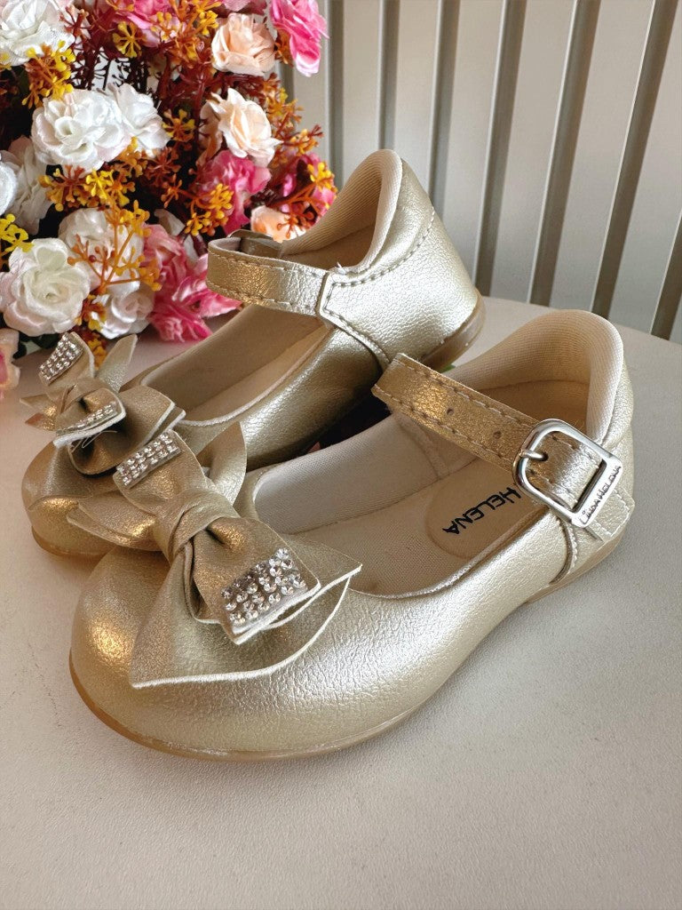 Sapatinho de Bebê Verniz com Aplique de Lacinho e Strass
