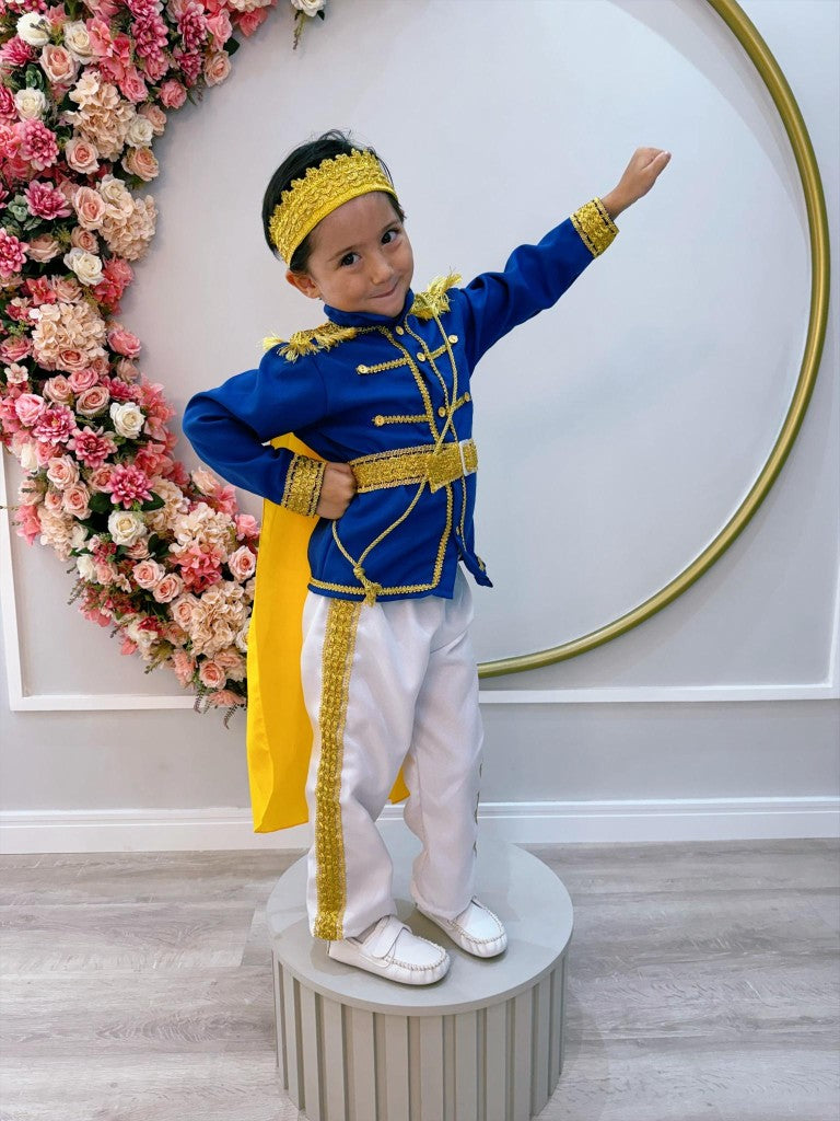 Fantasia Príncipe Luxo Azul Royal para Crianças