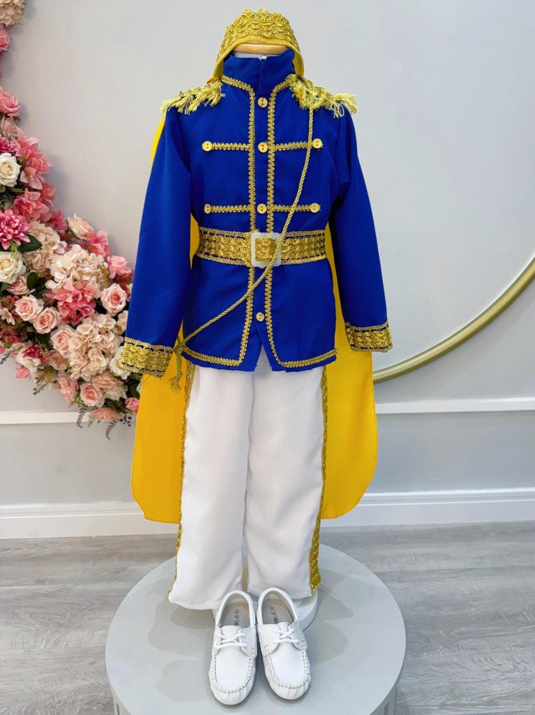 Fantasia Príncipe Luxo Azul Royal para Crianças