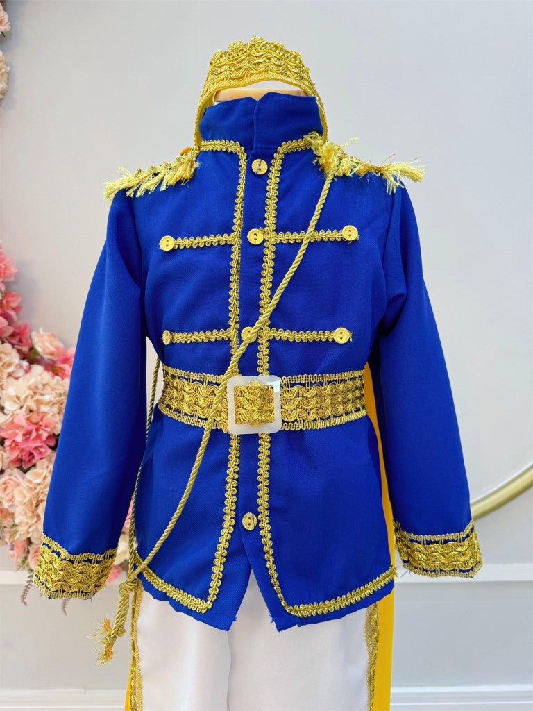Fantasia Príncipe Luxo Azul Royal para Crianças