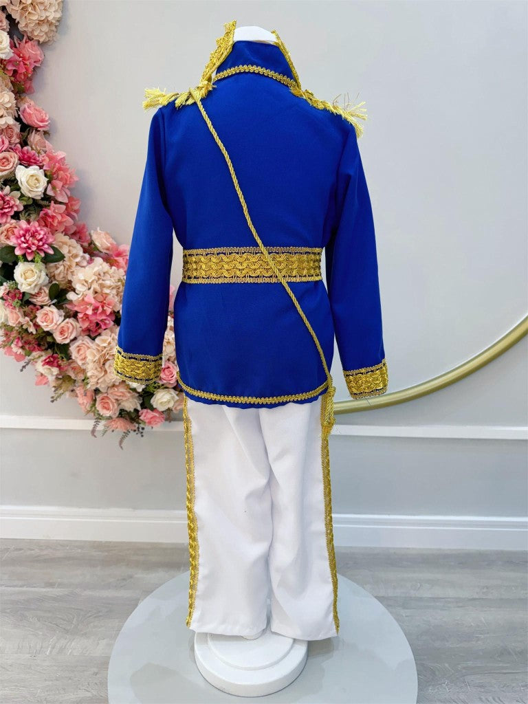 Fantasia Príncipe Luxo Azul Royal para Crianças