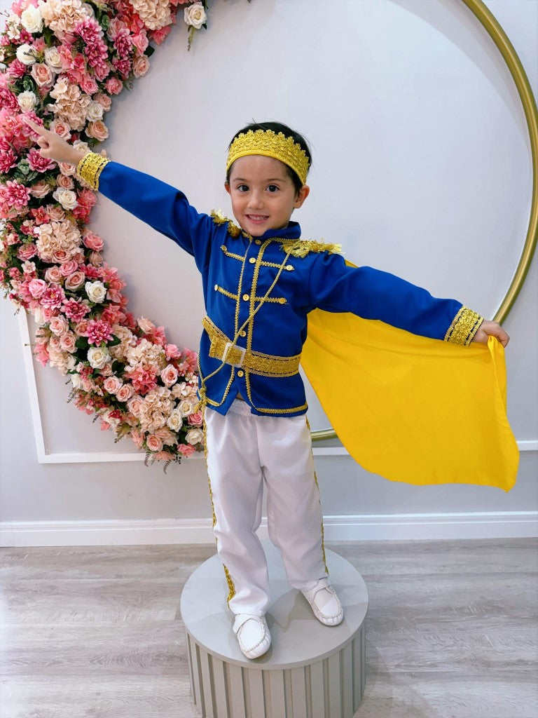 Fantasia Príncipe Luxo Azul Royal para Crianças