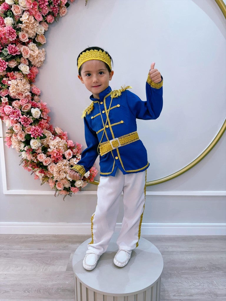 Fantasia Príncipe Luxo Azul Royal para Crianças