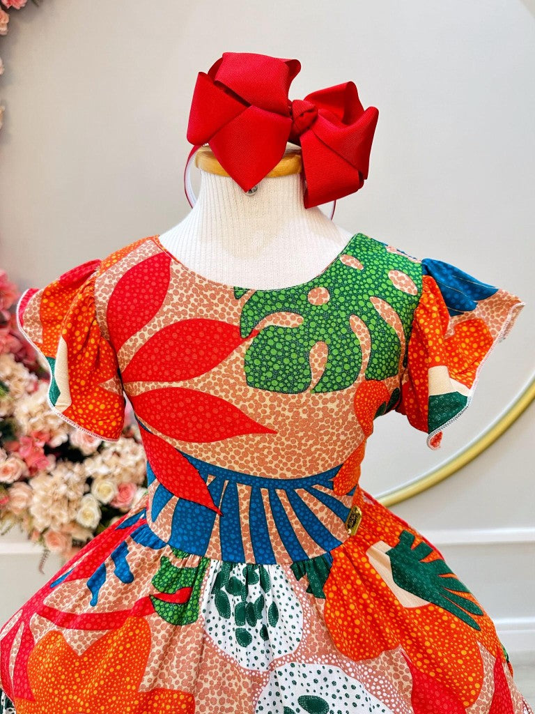 Vestido Infantil Florido Luxo Casual Primavera Verão