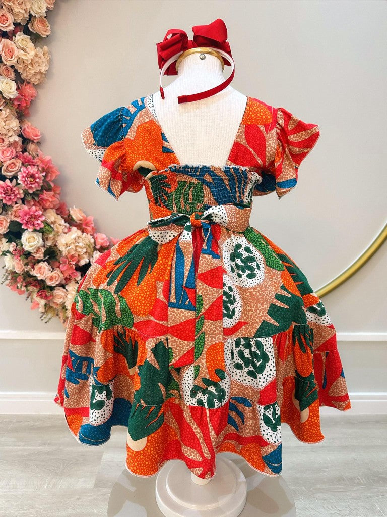 Vestido Infantil Florido Luxo Casual Primavera Verão