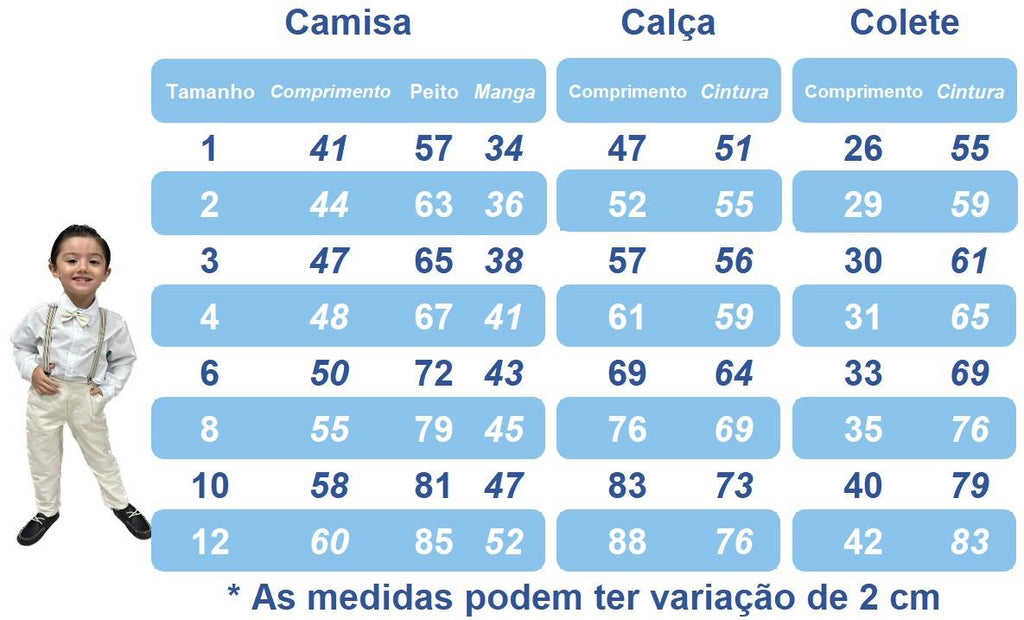 Conjunto Social Infantil Menino em Algodão e Poliéster com Colete Cinza e Camisa Branca