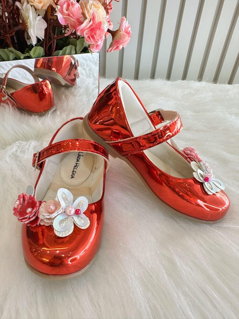 Sapatinho Metalizado Vermelho para Festas e Looks Casuais