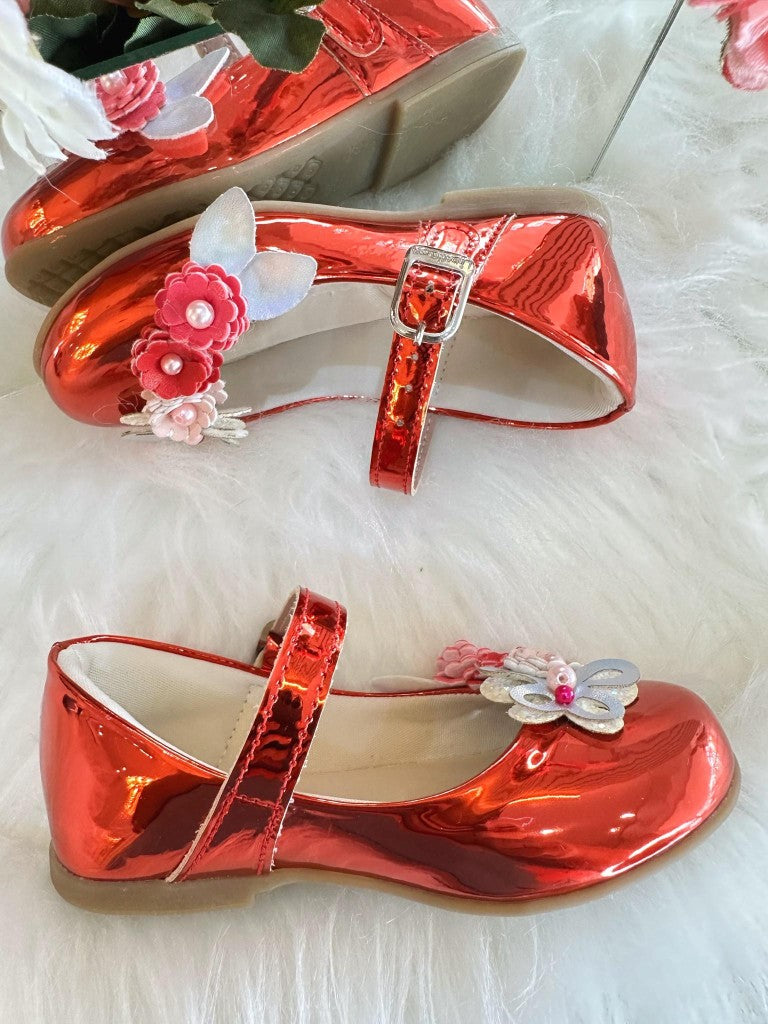 Sapatinho Metalizado Vermelho para Festas e Casuais
