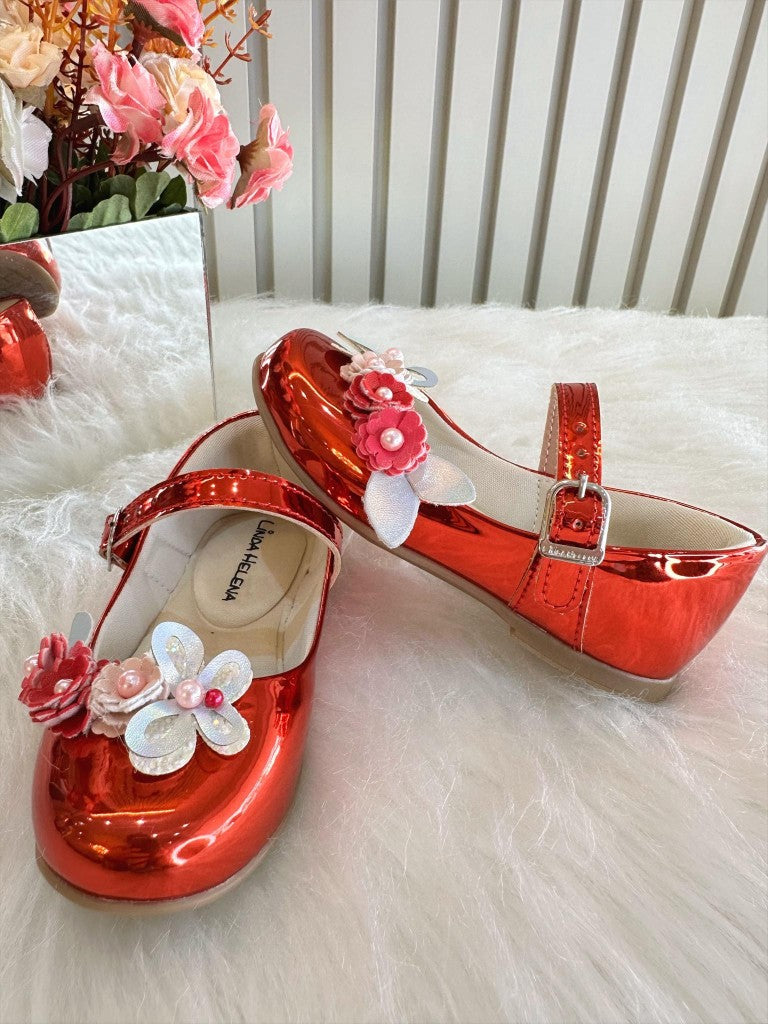 Sapatinho Metalizado Vermelho para Festas e Looks Casuais