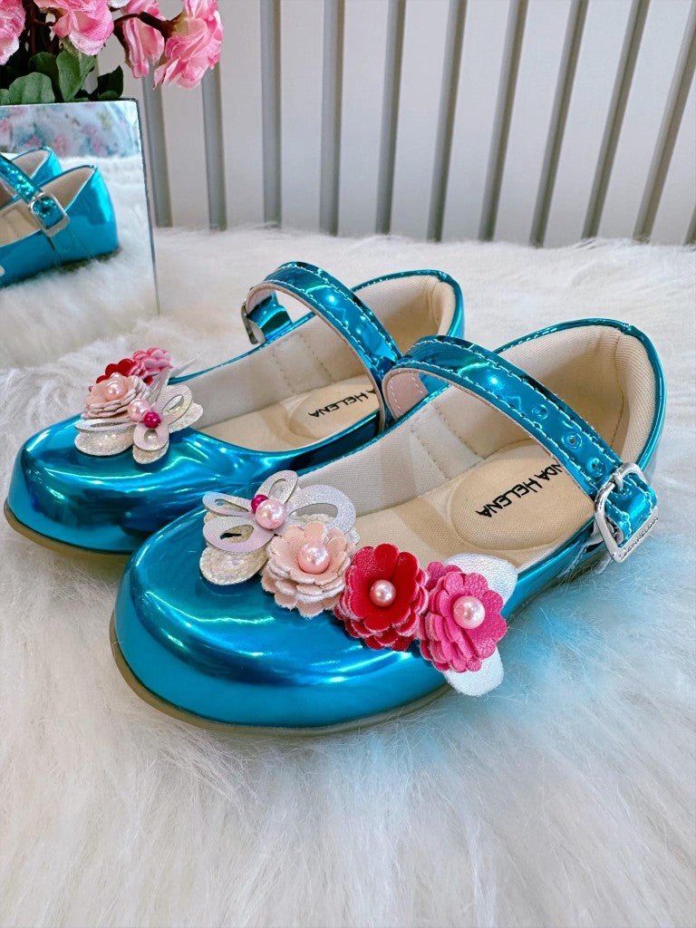 Sapatinho Metalizado Turquesa Para Festas e Looks Casuais