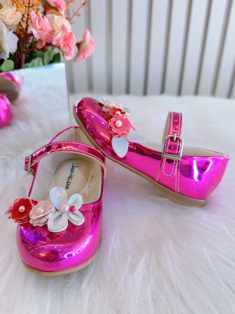 Sapatinho Metalizado Pink para Festas e Casamentos