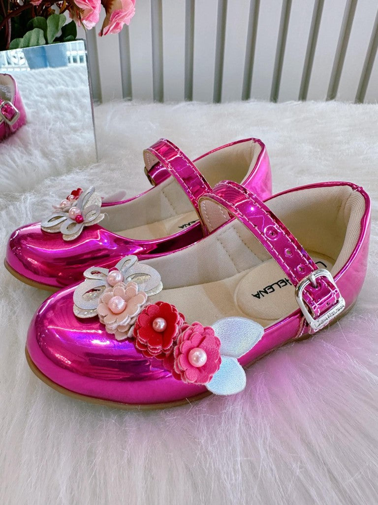 Sapatinho Metalizado Pink para Festas e Casuais