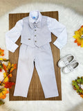 Conjunto Social Infantil Menino em Algodão e Poliéster com Colete Cinza e Camisa Branca