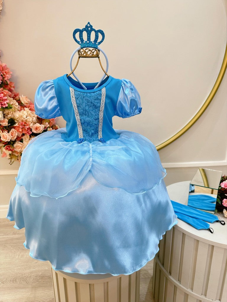 Fantasia Infantil Princesa com Tiara e Luva Luxo