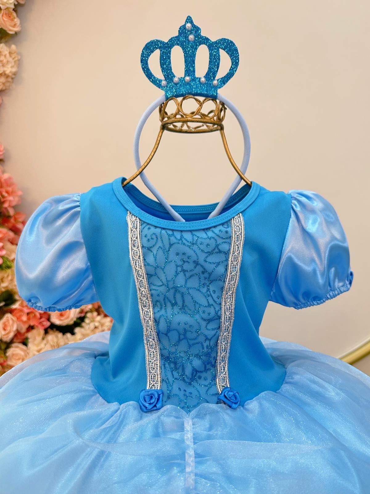 Fantasia Infantil Princesa com Tiara e Luva Luxo