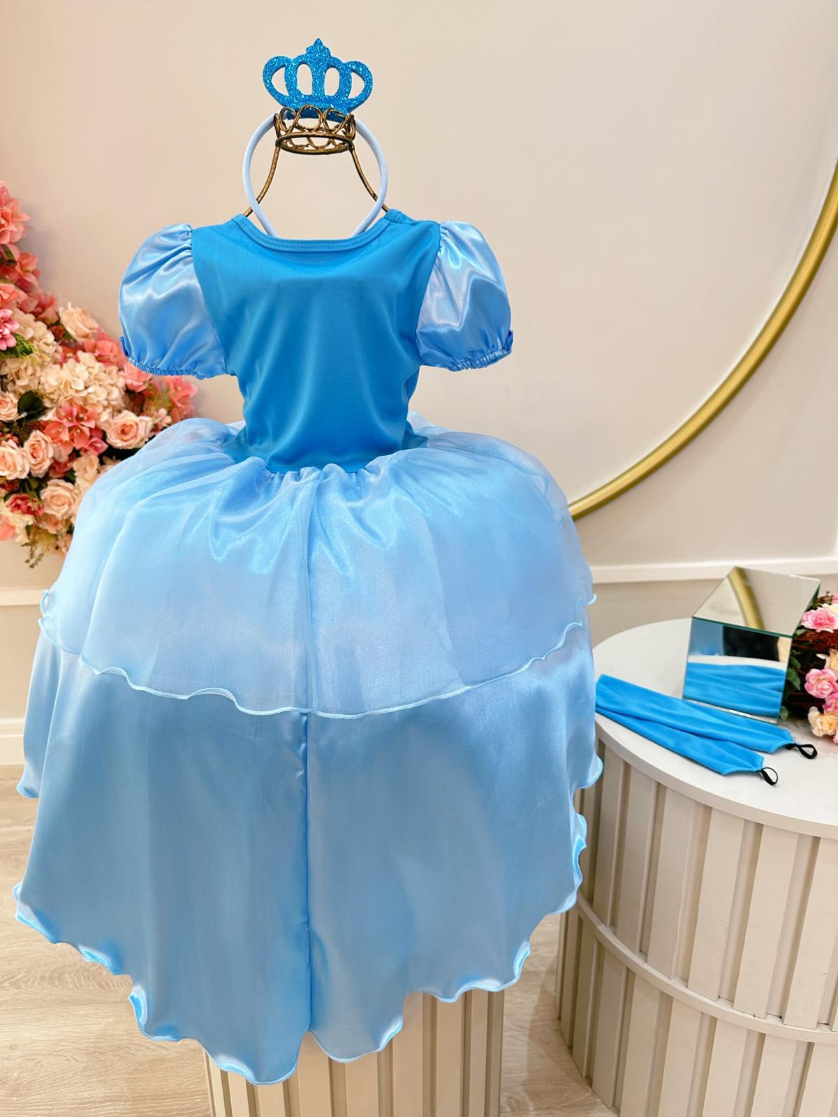 Fantasia Infantil Princesa com Tiara e Luva Luxo