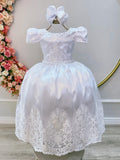 Vestido Infantil Branco com Renda para Daminhas de Honra