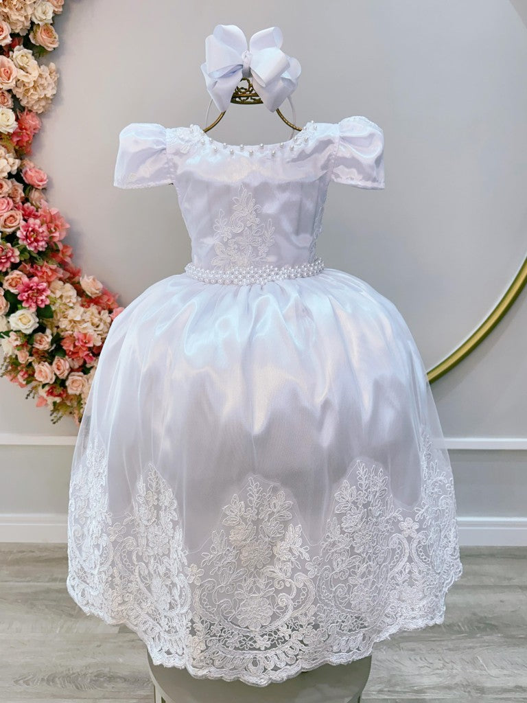 Vestido Infantil Branco com Renda para Daminhas de Honra
