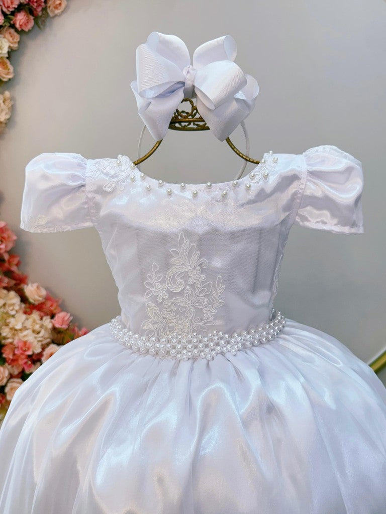 Vestido Infantil Branco com Renda para Daminhas de Honra