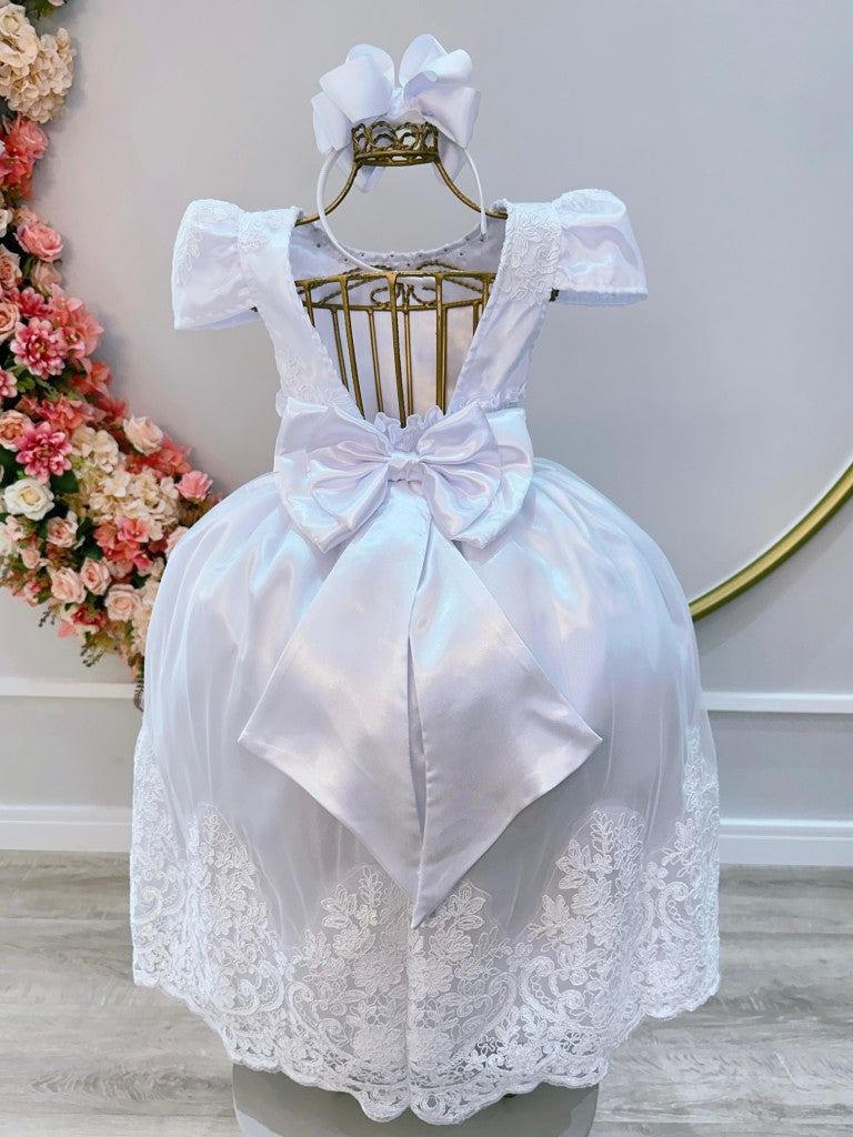 Vestido Infantil Branco com Renda para Daminhas de Honra