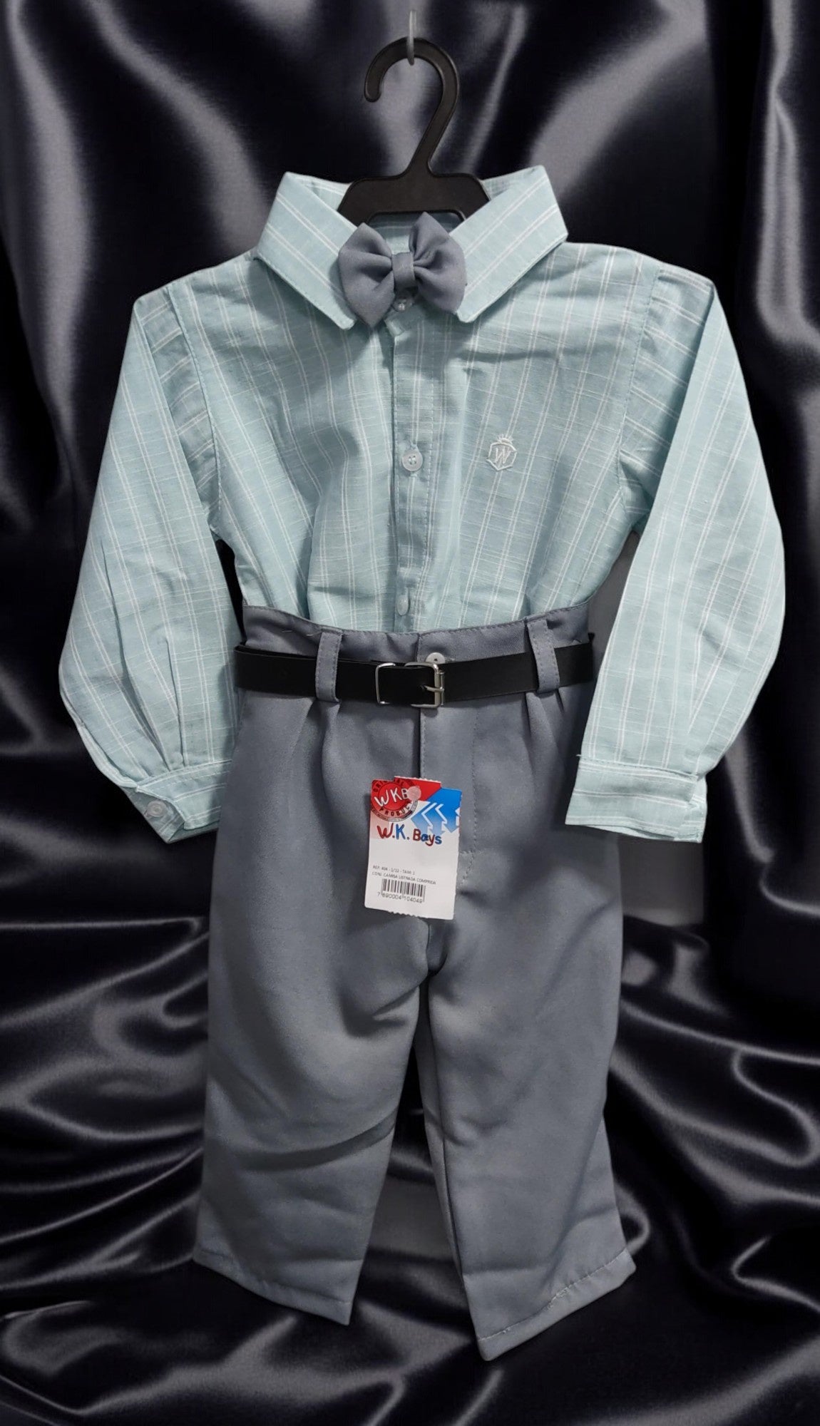 Conjunto Social Luxo Infantil com Camisa de Algodão e Calça de Poliéster