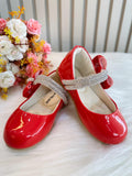 Sapatinho Infantil Vermelho Verniz com Lacinho e Strass para Festas