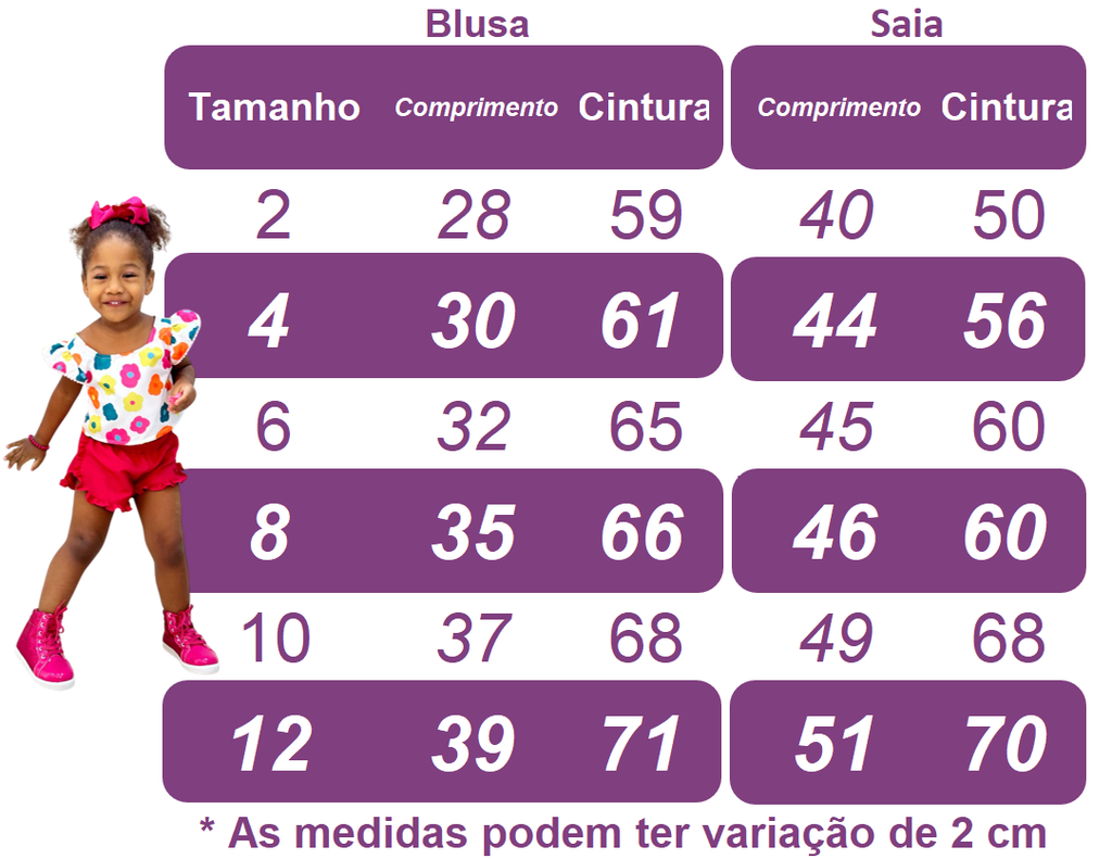 Conjunto Casual de Blusa Jeans e Saia Colorida para Meninas
