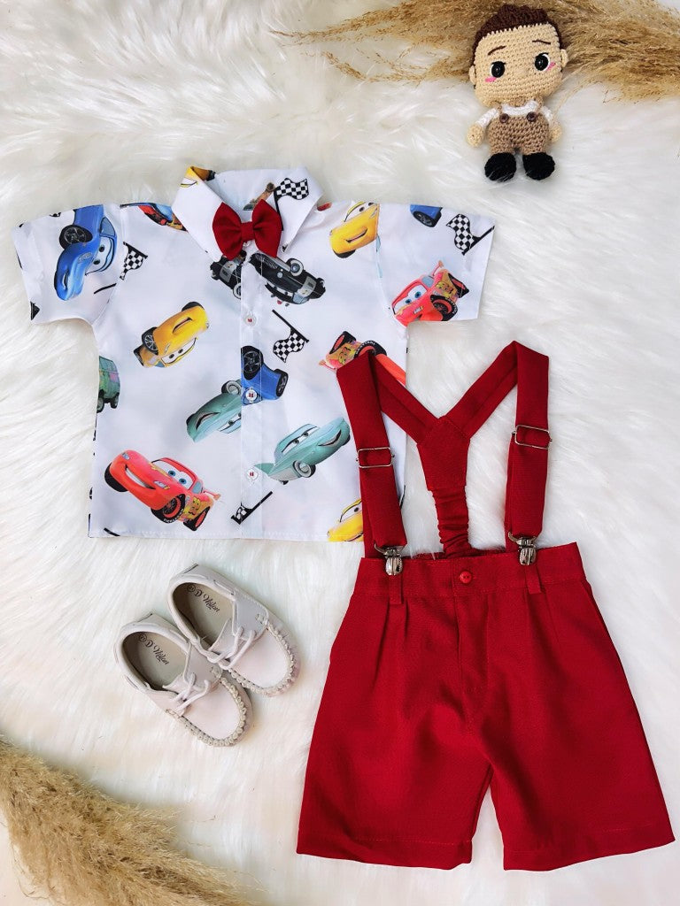 Conjunto do Relâmpago McQueen Carros Com Short Susp.e Camisa