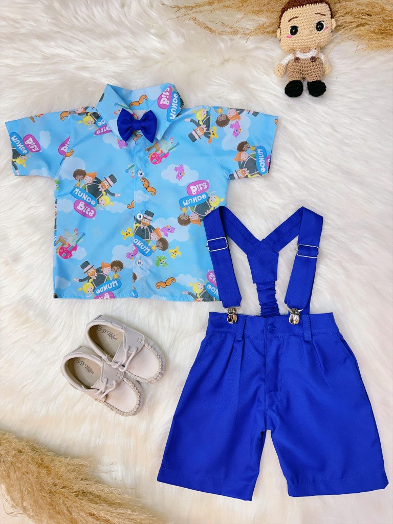 Conjunto Meninos Circo Azul Com Short Susp.e Camisa