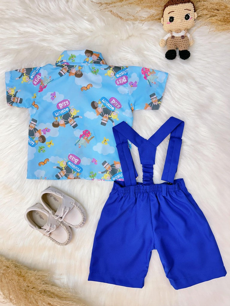 Conjunto Meninos Circo Azul Com Short Susp.e Camisa