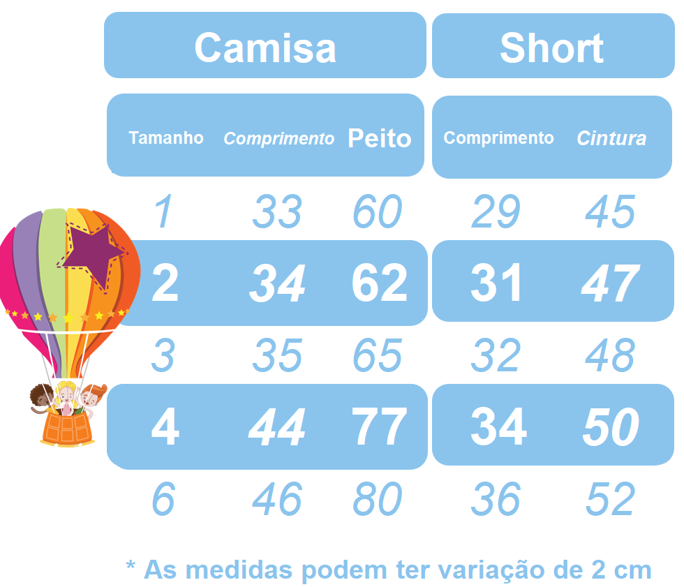 Conjunto Meninos Circo Azul Com Short Susp.e Camisa