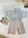 Conjunto Infantil Safari Leão com Short, Suspensório e Camisa
