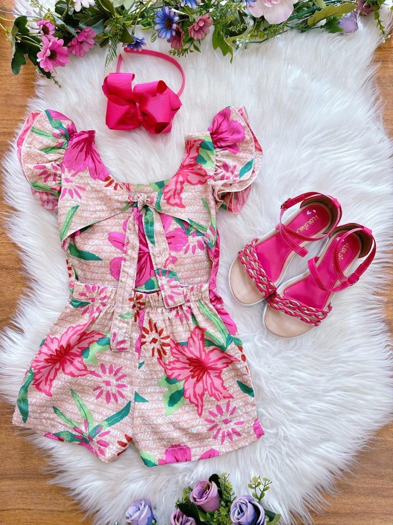 Macaquinho Infantil Floral Colorido Luxo para Primavera