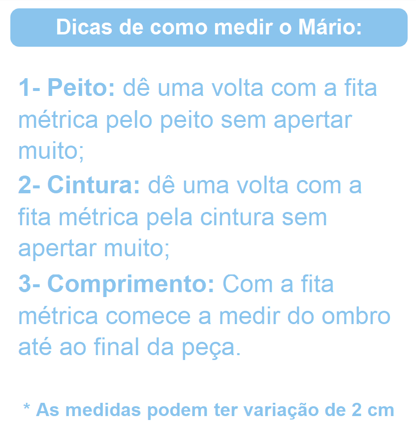 Fantasia Infantil Super Mario Vermelha e Azul em Helanca e Poliéster