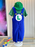 Fantasia Infantil Luigi em Helanca e Poliéster com Boné