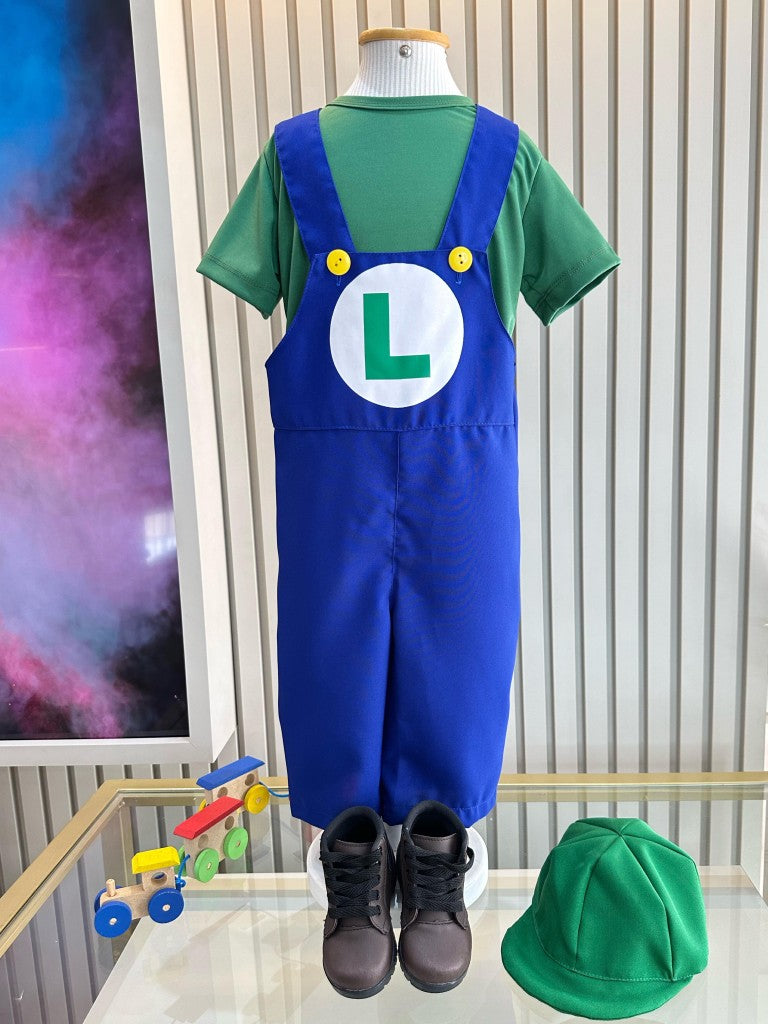 Fantasia Infantil Luigi em Helanca e Poliéster com Boné