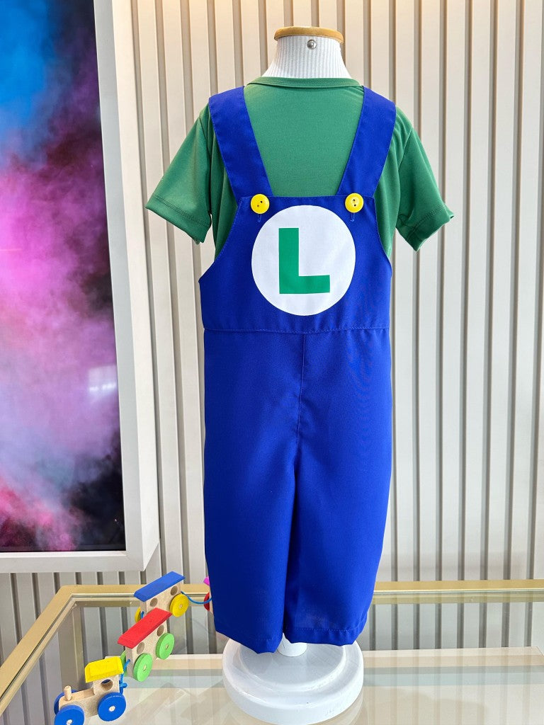 Fantasia Infantil Luigi em Helanca e Poliéster com Boné