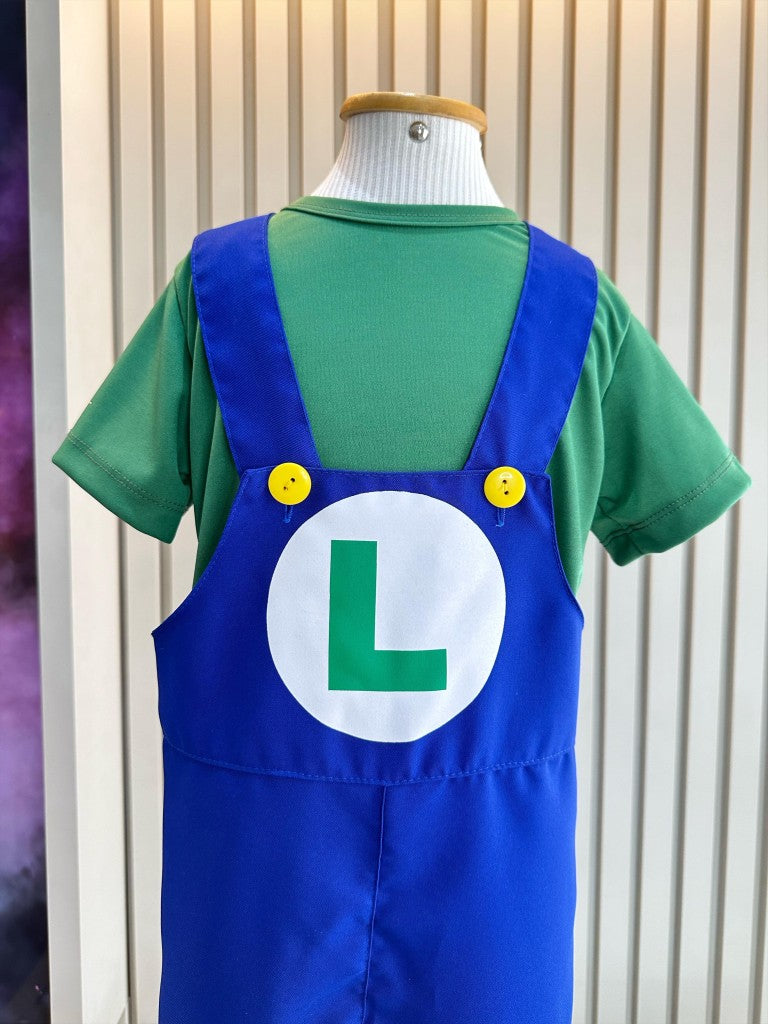 Fantasia Infantil Luigi em Helanca e Poliéster com Boné