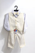 Conjunto Infantil Camisa Branca Calça Colete e Gravata Bege