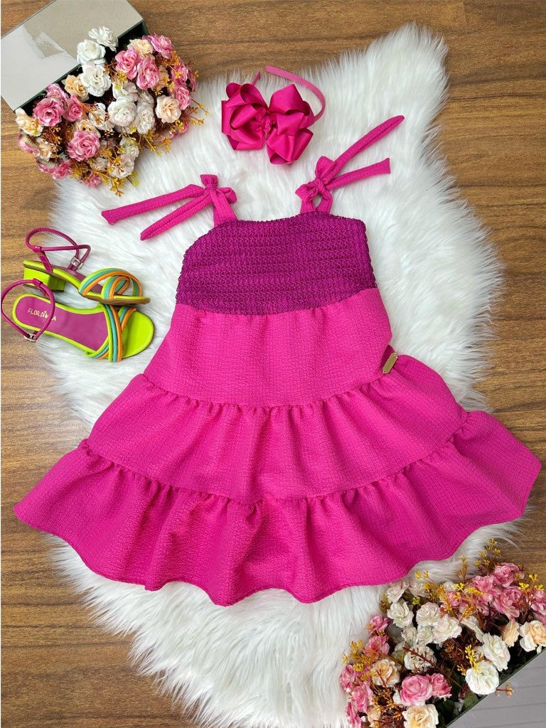 Vestido Infantil Casual Luxo Alça Pink
