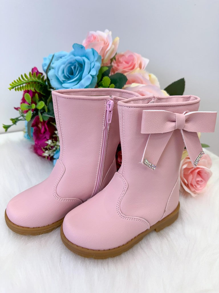 Bota Coturno Rosa para Bebê com Solado Antiderrapante e Material Sintético