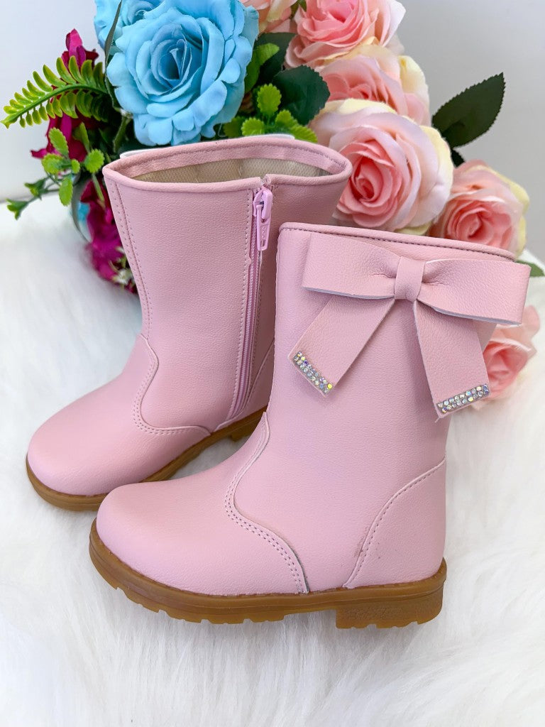 Bota Coturno Rosa para Bebê com Solado Antiderrapante e Material Sintético