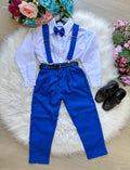 Conjunto Social Infantil Azul Royal com Suspensório e Gravata Borboleta
